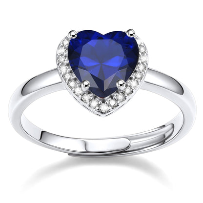 Heart Halo September Birthstone Promise Ring on a white background