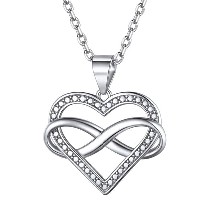 Heart Infinity Pendant Necklace in 925 Sterling Silver