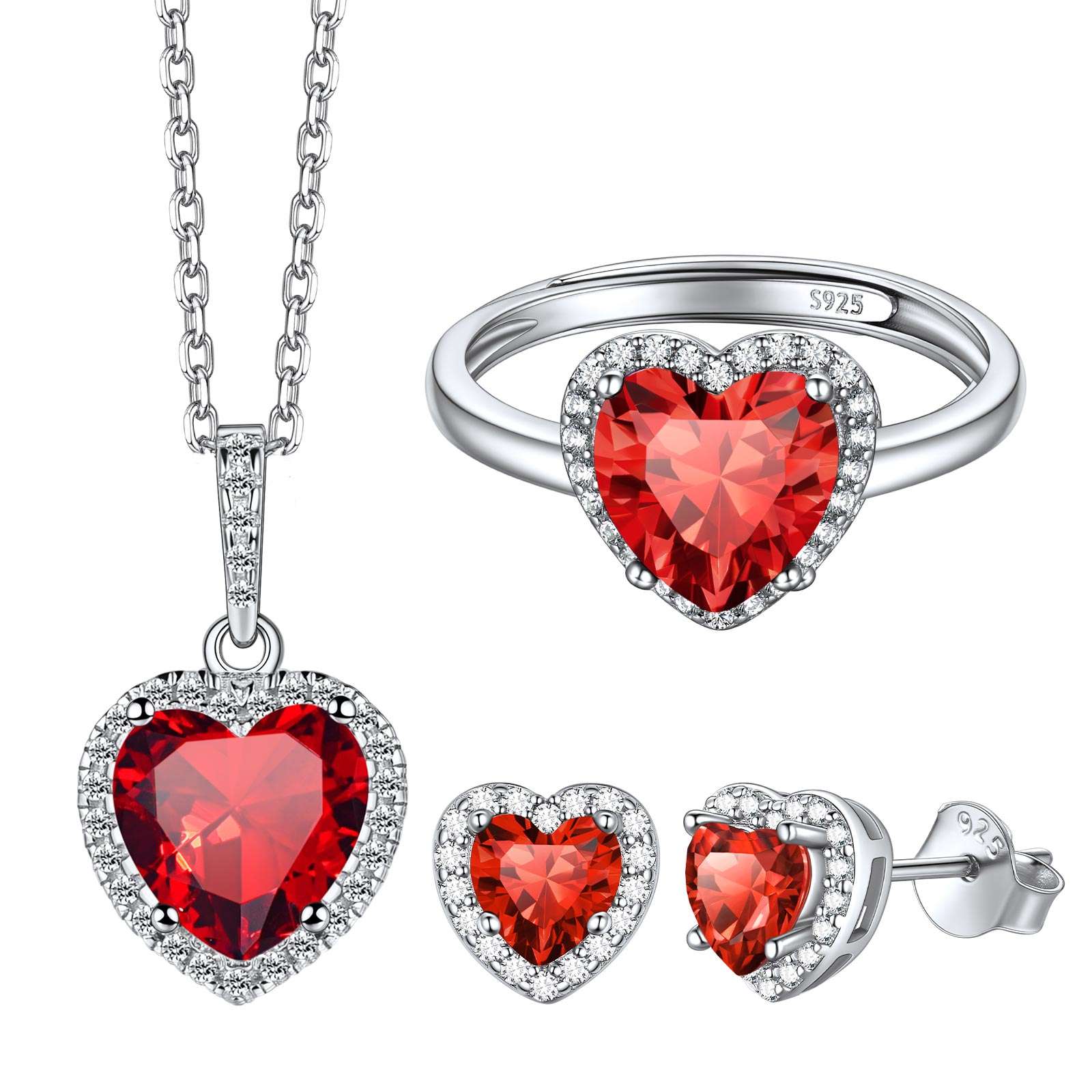 Heart July Birthstone Jewelry Set