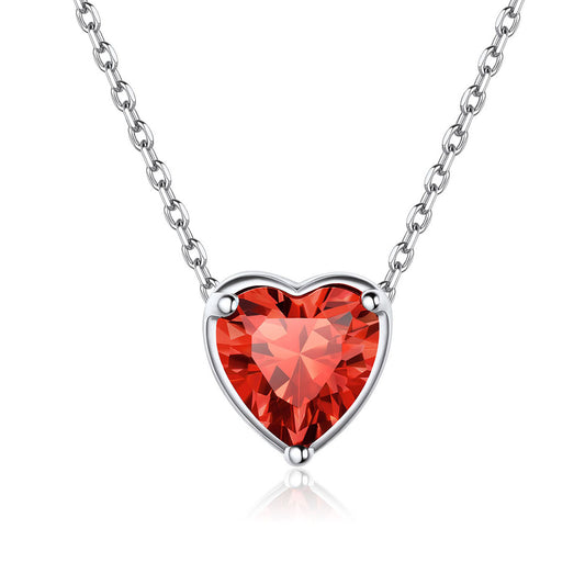 Heart July Birthstone Necklace For Women on a white background