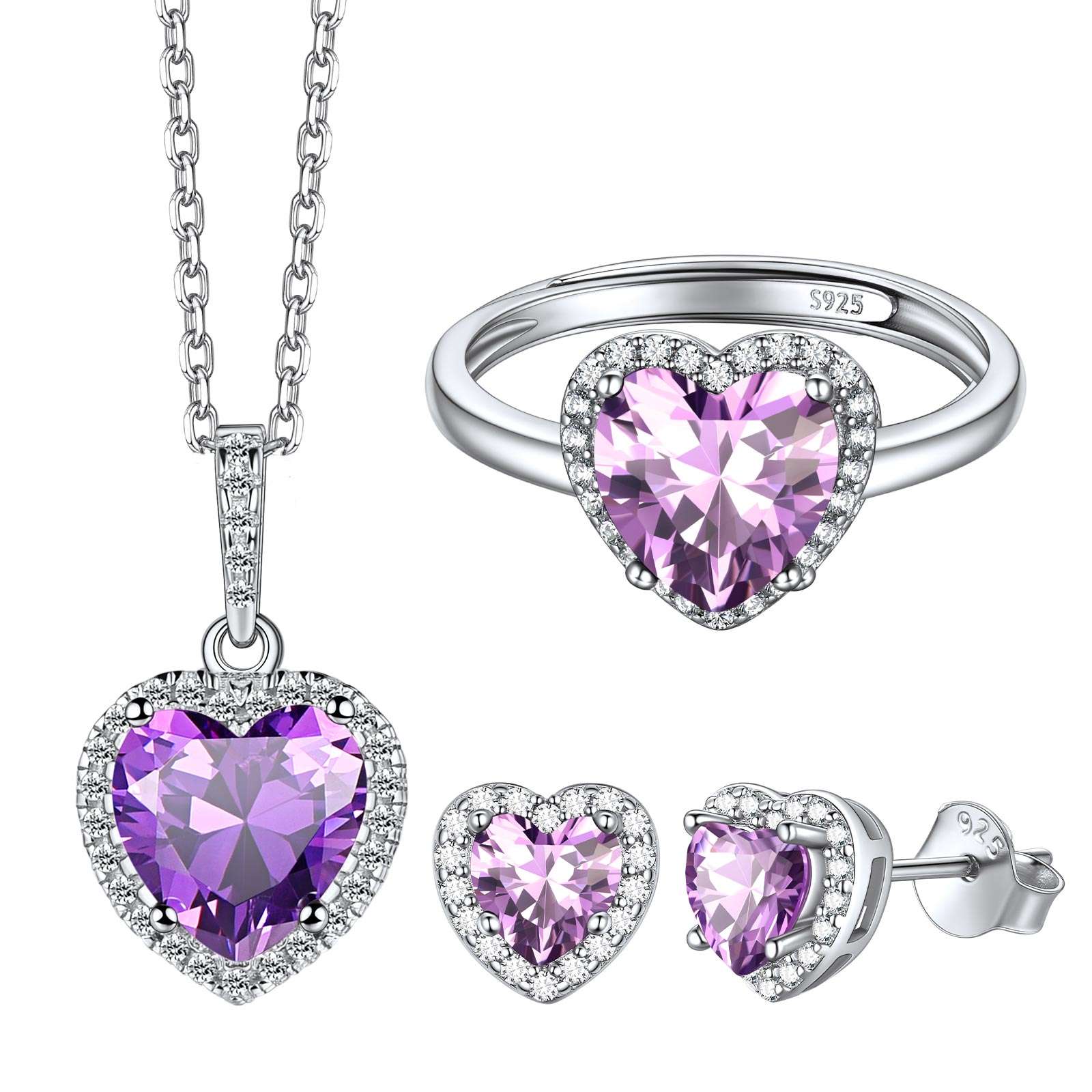 Heart June Birthstone Jewelry Set