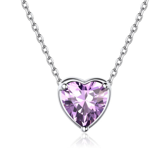 Heart June Birthstone Necklace For Women on a white background