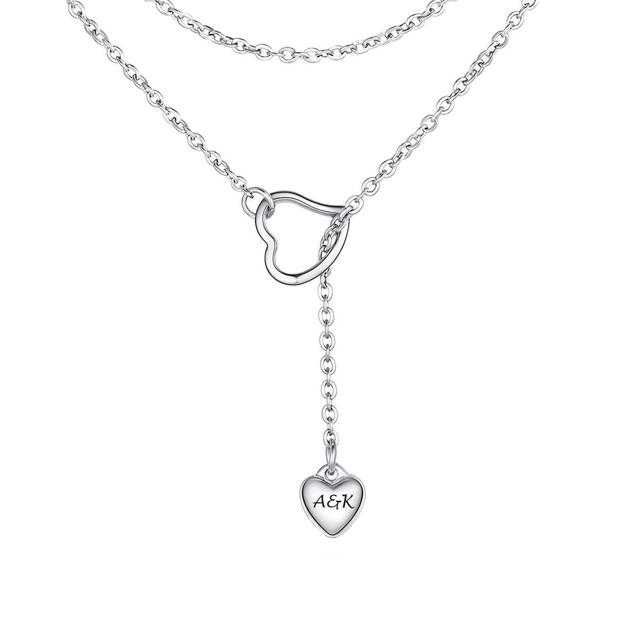 Heart Lariat Y Necklaces Adjustable Long Chain Necklace