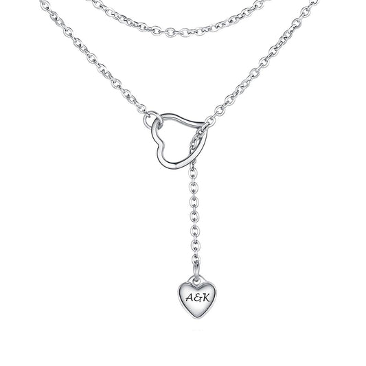 Heart Lariat Y Necklaces Adjustable Long Chain Necklace