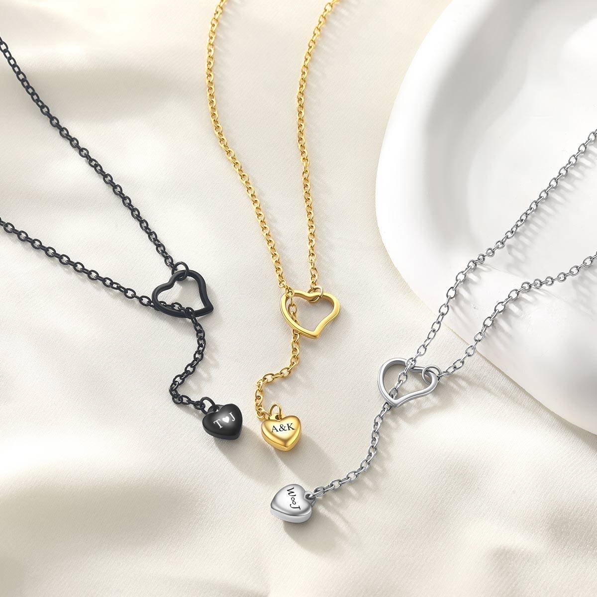 Heart Lariat Y Necklaces Adjustable Long Chain Necklace  in different color