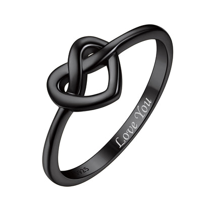 Heart Love Knot Ring Rose Black