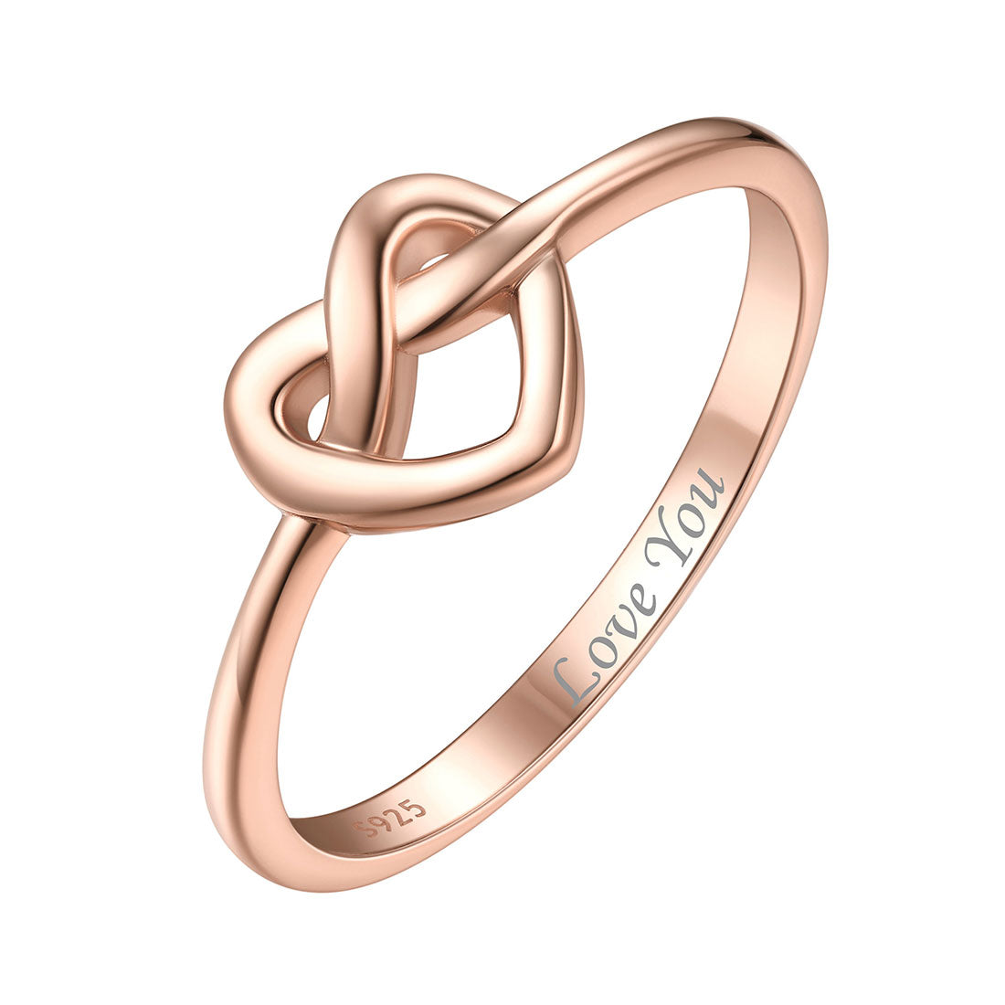 Heart Love Knot Ring Rose Gold