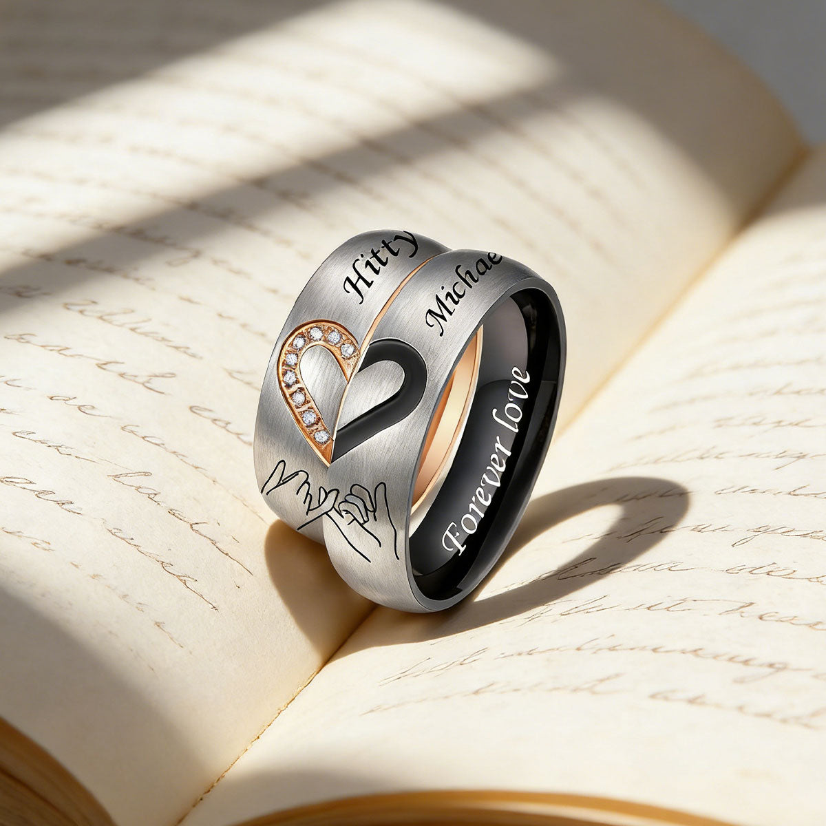 Heart Matching Promise Rings with pinky promise