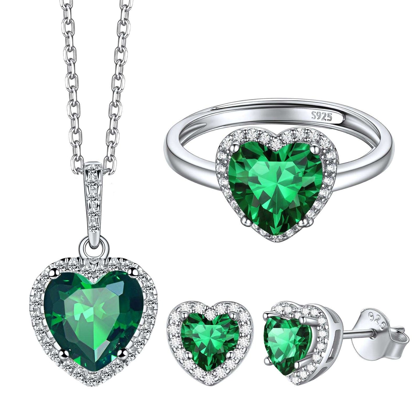 Heart May Birthstone Jewelry Set