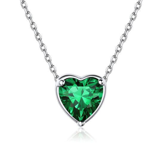 Heart May Birthstone Necklace For Women on a white background