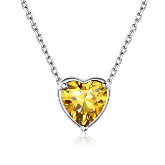Heart November Birthstone Necklace For Women on a white background