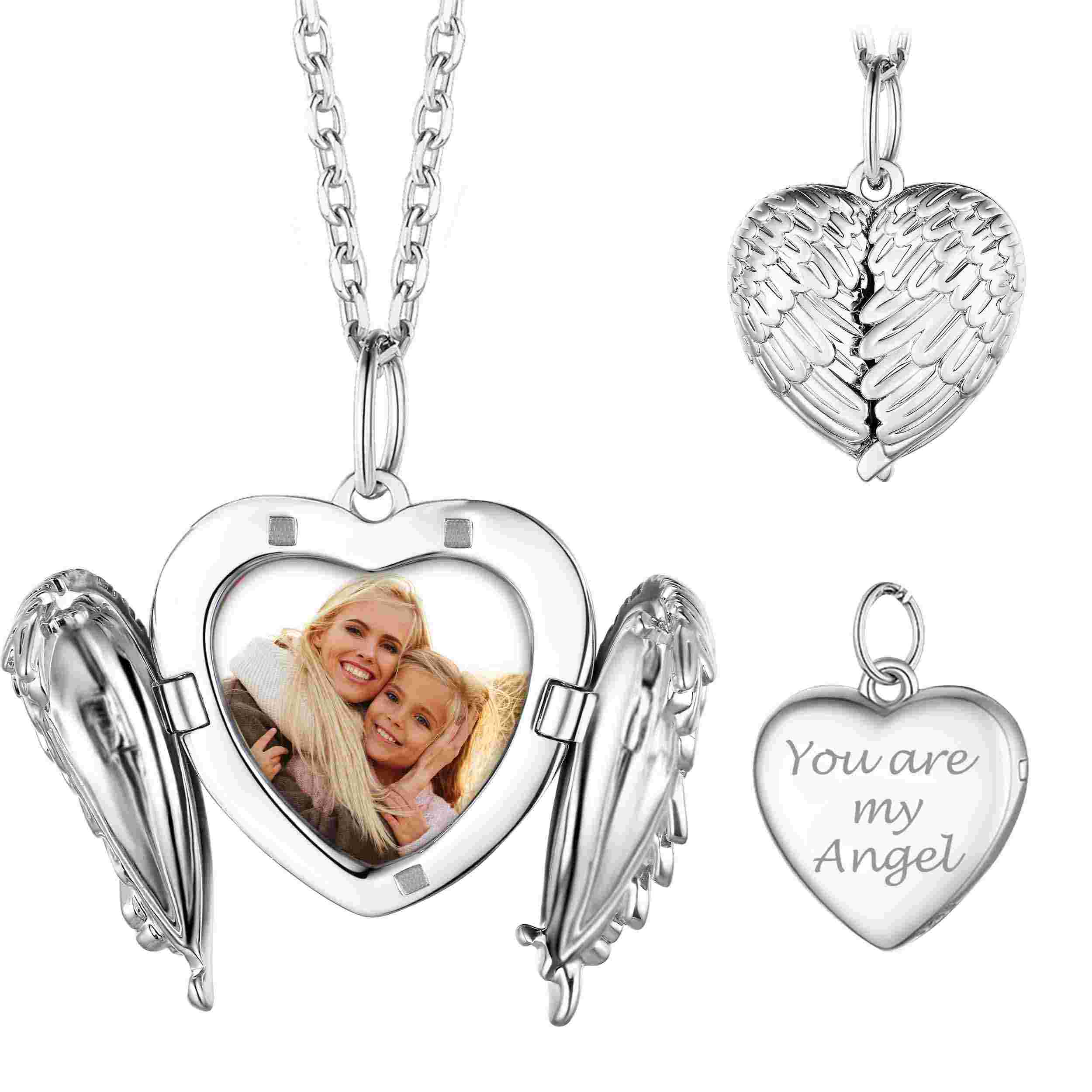 Heart Necklace Childs Silver Locket Custom Engrave Silver Heart