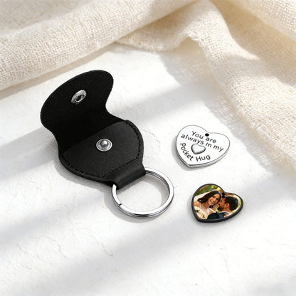 Heart Photo Wedding Coins Pocket Hug Keychain Holder