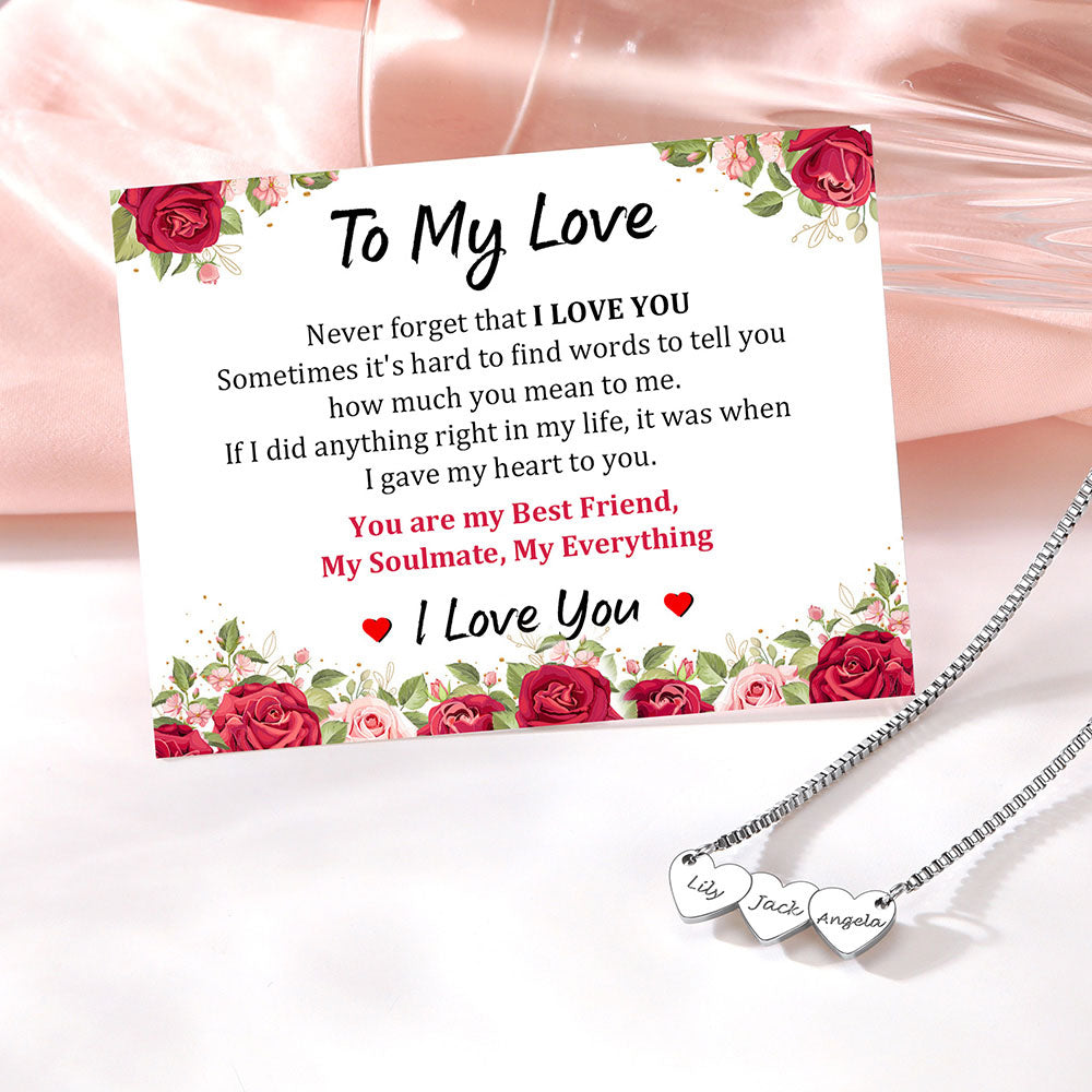 Hearts Name Necklace Rose Gold Plated