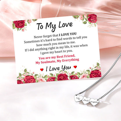 Hearts Name Necklace Rose Gold Plated