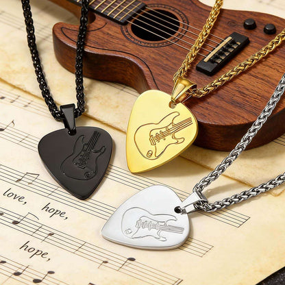 Hip Hop Punk Guitar Pick Necklace in different color
