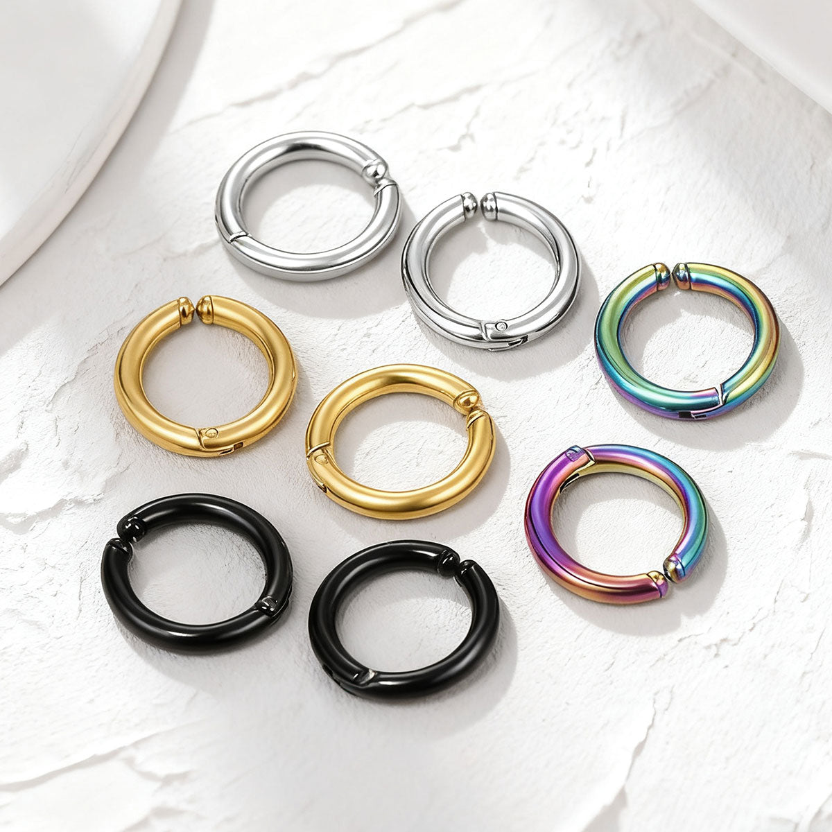 Huggie Ear Cuff Clip On Hoop Earrings 4 Pair Set