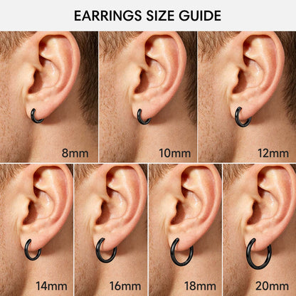 Huggie Earring size guide showing different hoop sizes on ears