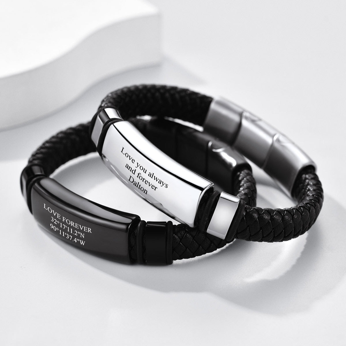 ID Braided Leather Bracelet for Men in 2 Colors