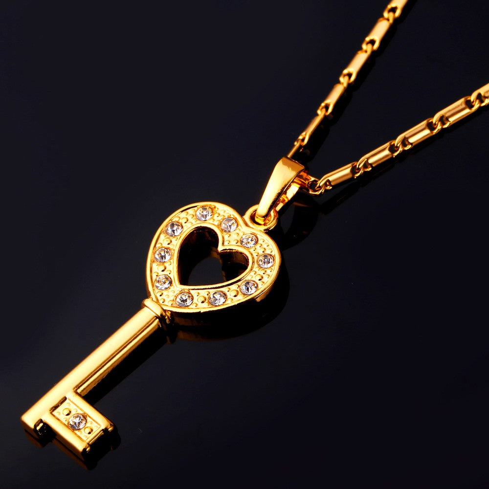 ⚡Flash Sale Austrian Rhinestone Heart Key Pendant Necklace