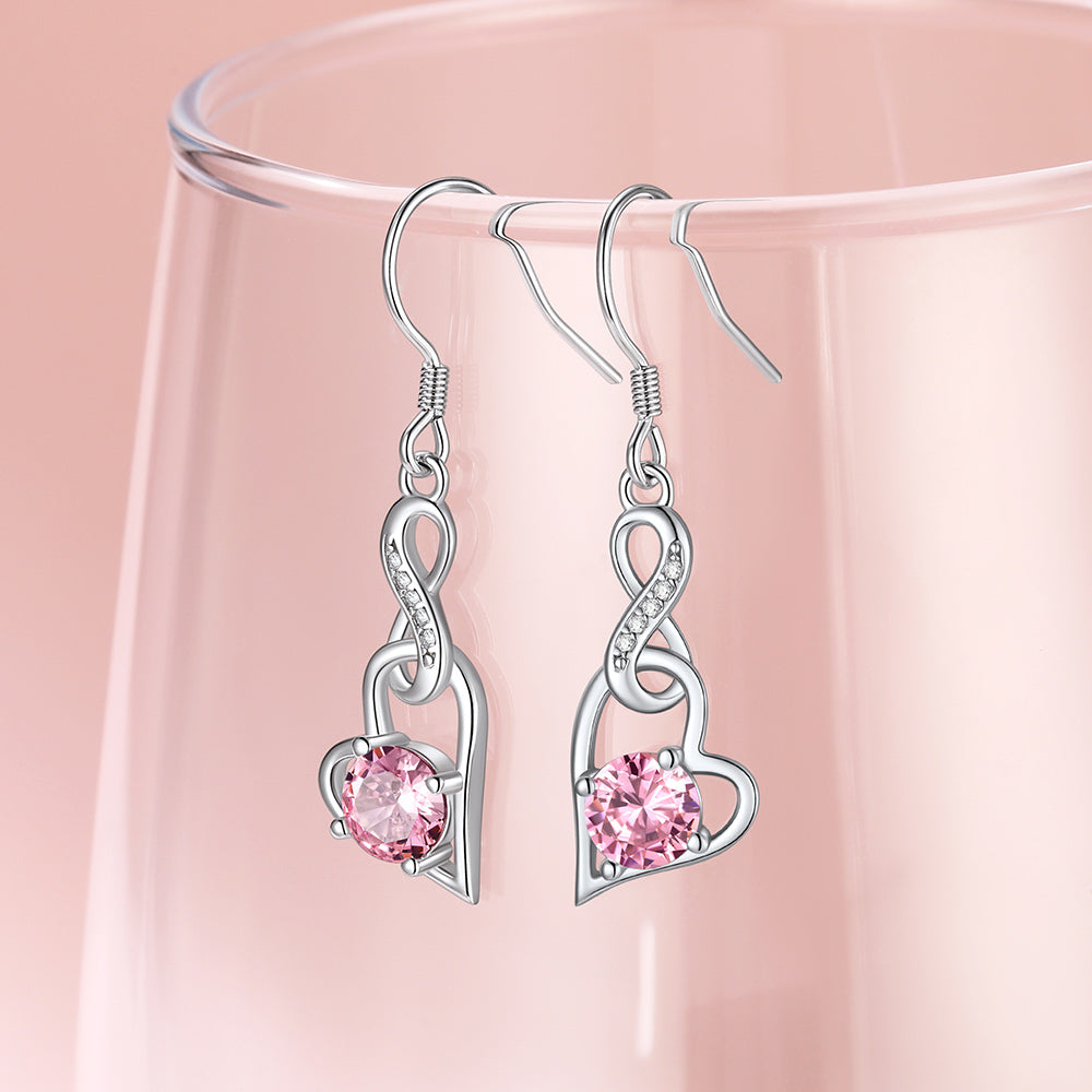 Sterling Silver Amethyst Birthstone Earrings For Women – Infinity Love Drop Earrings, Perfect Birthday Or Christmas Gift