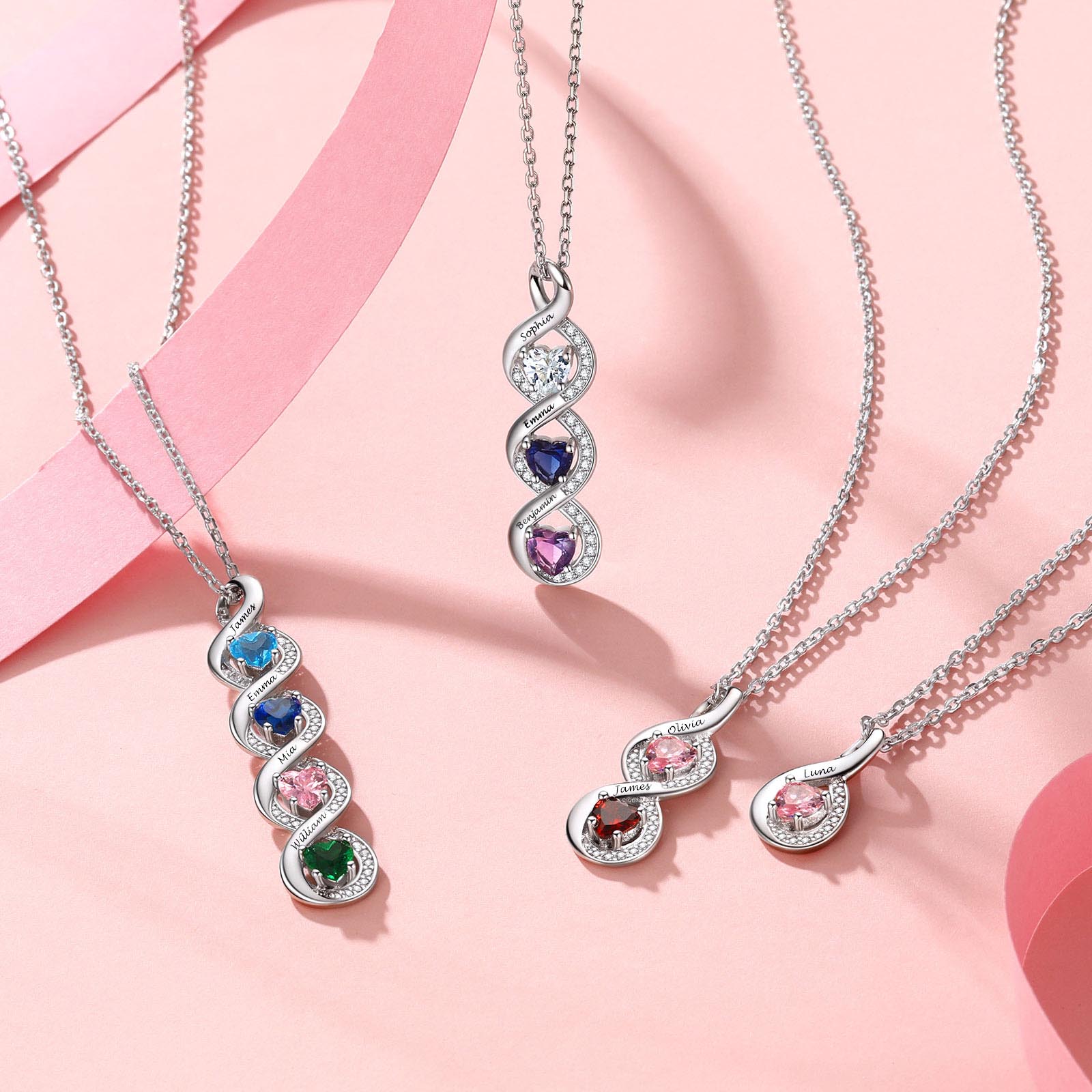 Infinity Family Birthstone Necklace