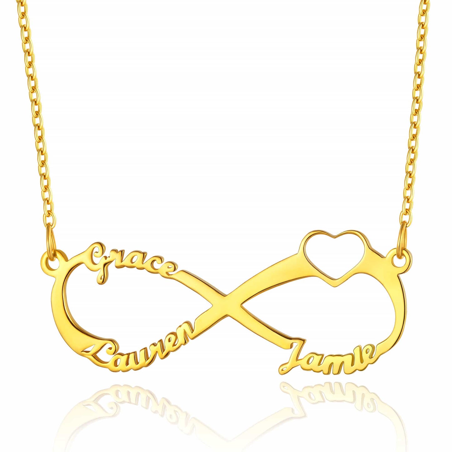 Infinity Necklace 3 Names Gold