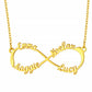 Infinity Necklace 4 Name Gold 