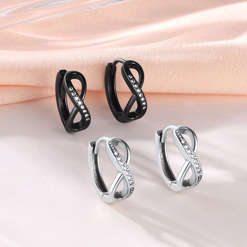 Infinity Earrings Huggie Hoop Earrings in Silver