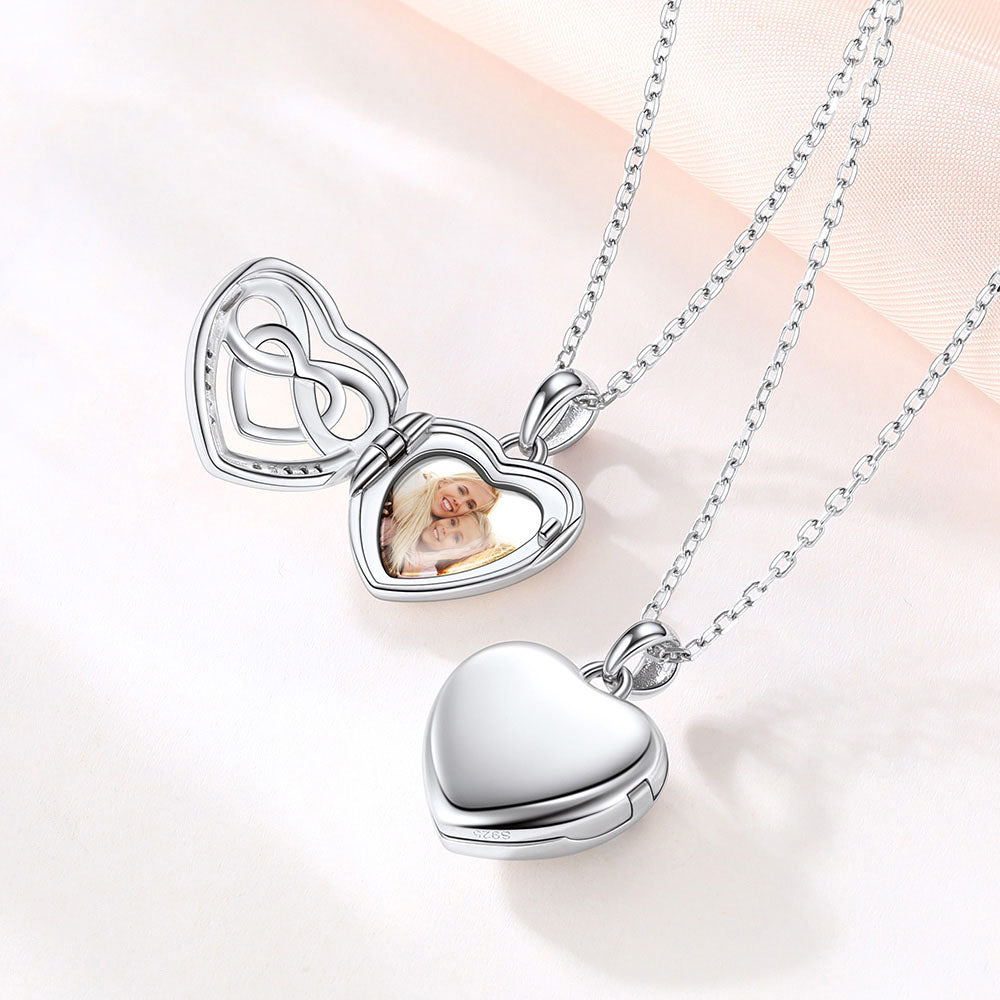 Infinity Love Knot Heart Locket Necklace