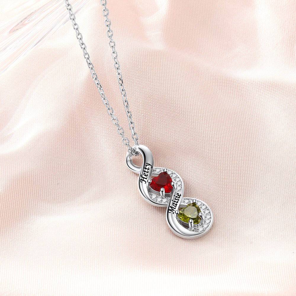 Custom Name Birthstone Infinity Necklace for Mom