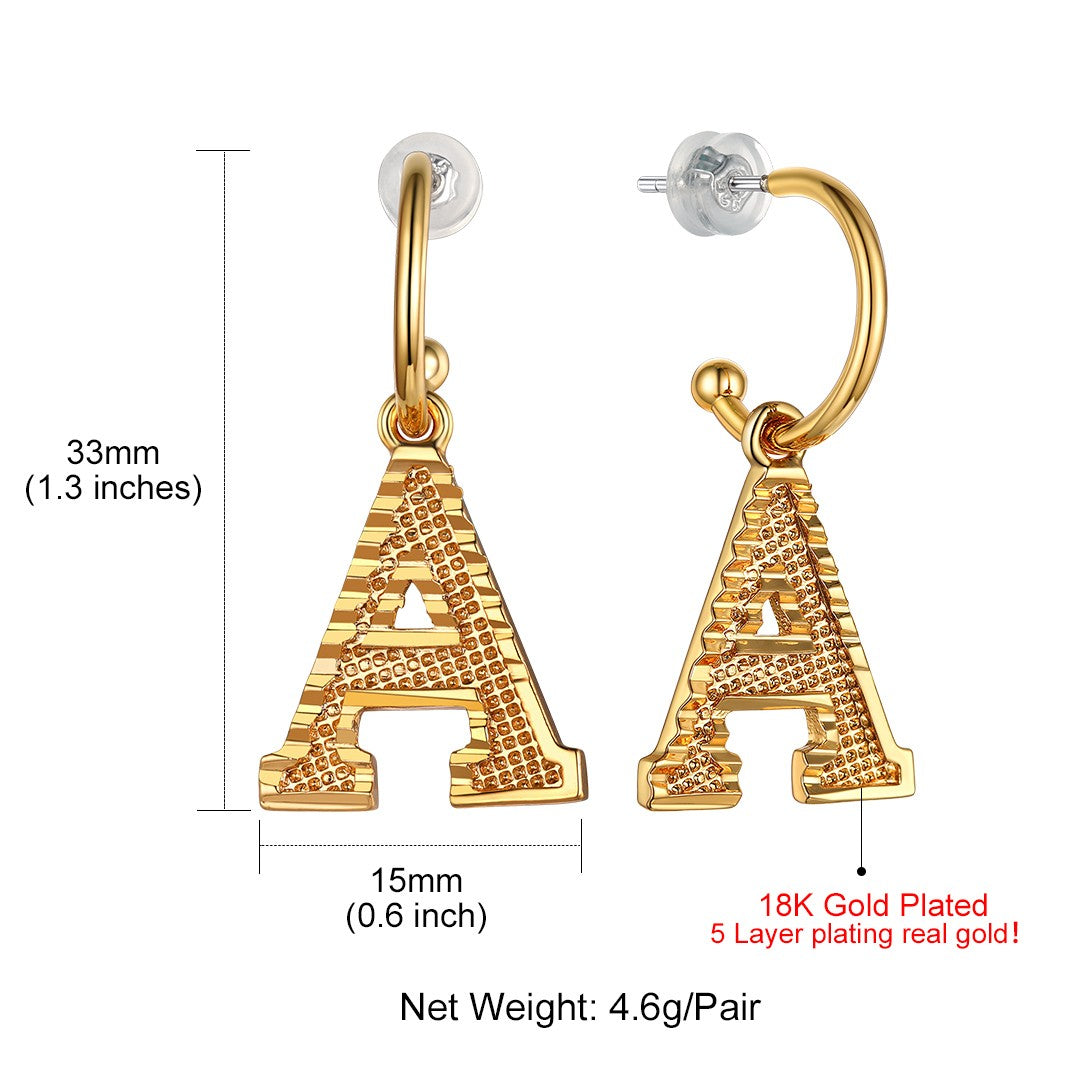 Initial A Hoop Earrings Dimension: Durable, Solid