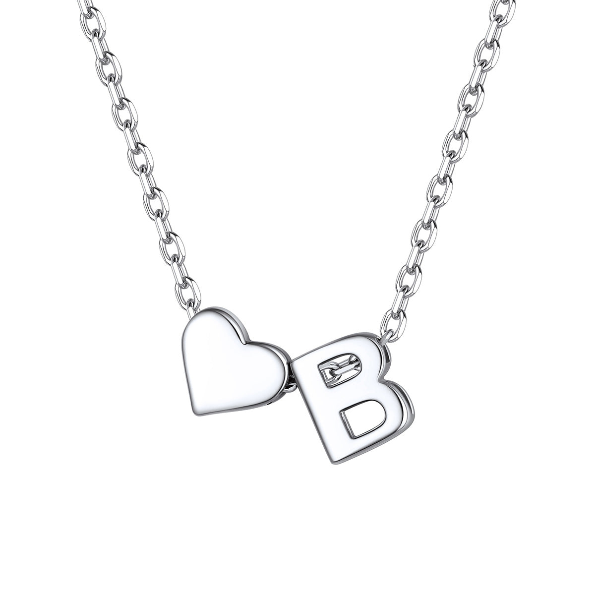Initial B Heart Charm Necklace