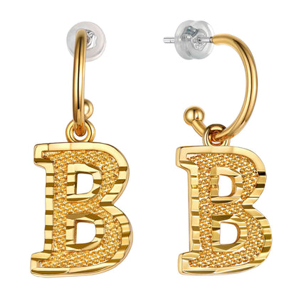 Initial B Hoop Earrings for Women
