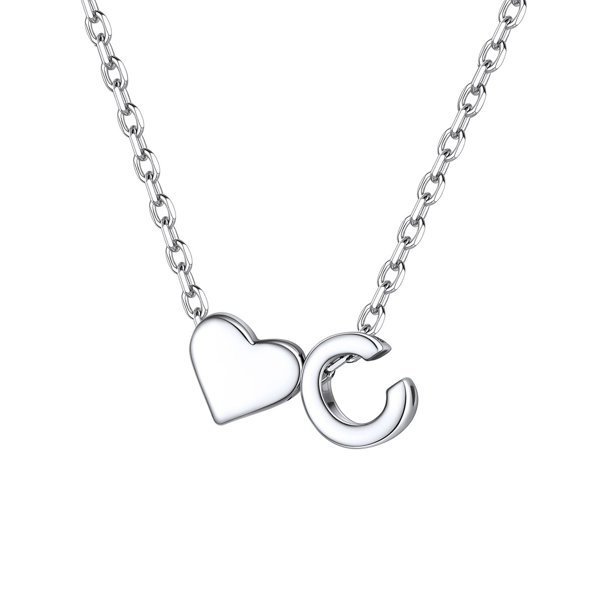 Initial C Heart Charm Necklace