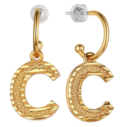 Initial C Hoop Earrings for Women