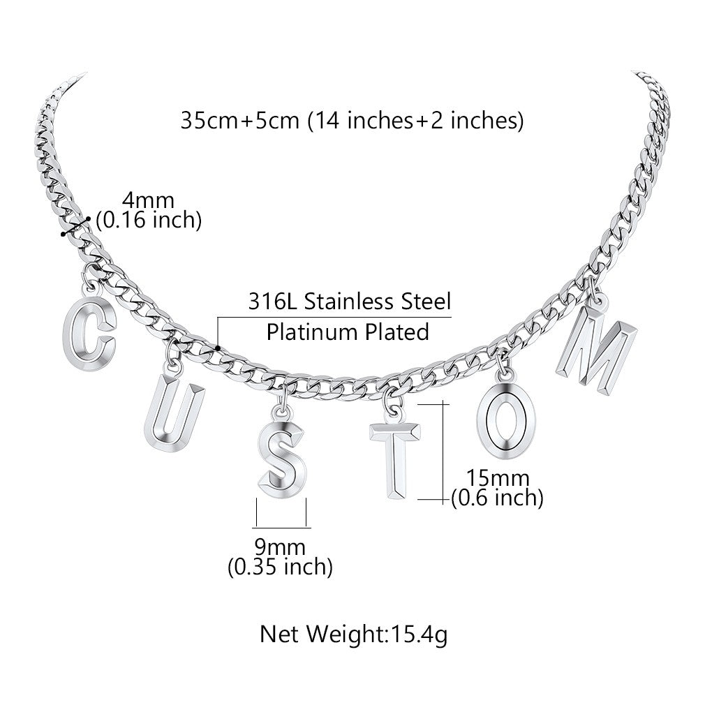 Initial Chain Choker Necklace: Dimension, Durable, Solid