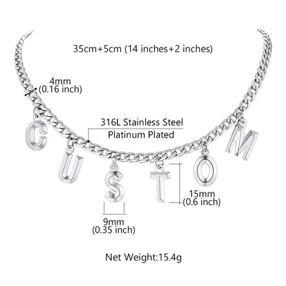 Initial Chain Choker Necklace: Dimension, Durable, Solid