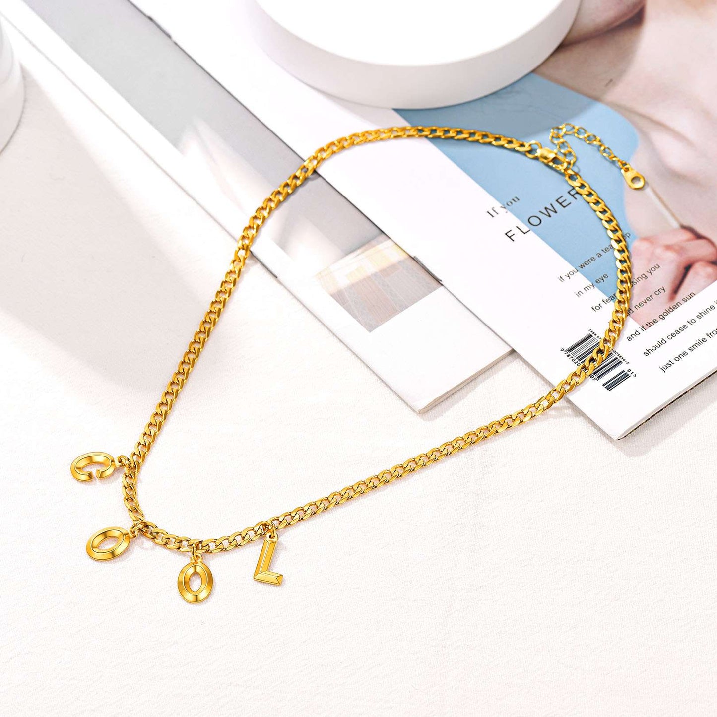 Initial Chain Choker Necklace Gold Plated