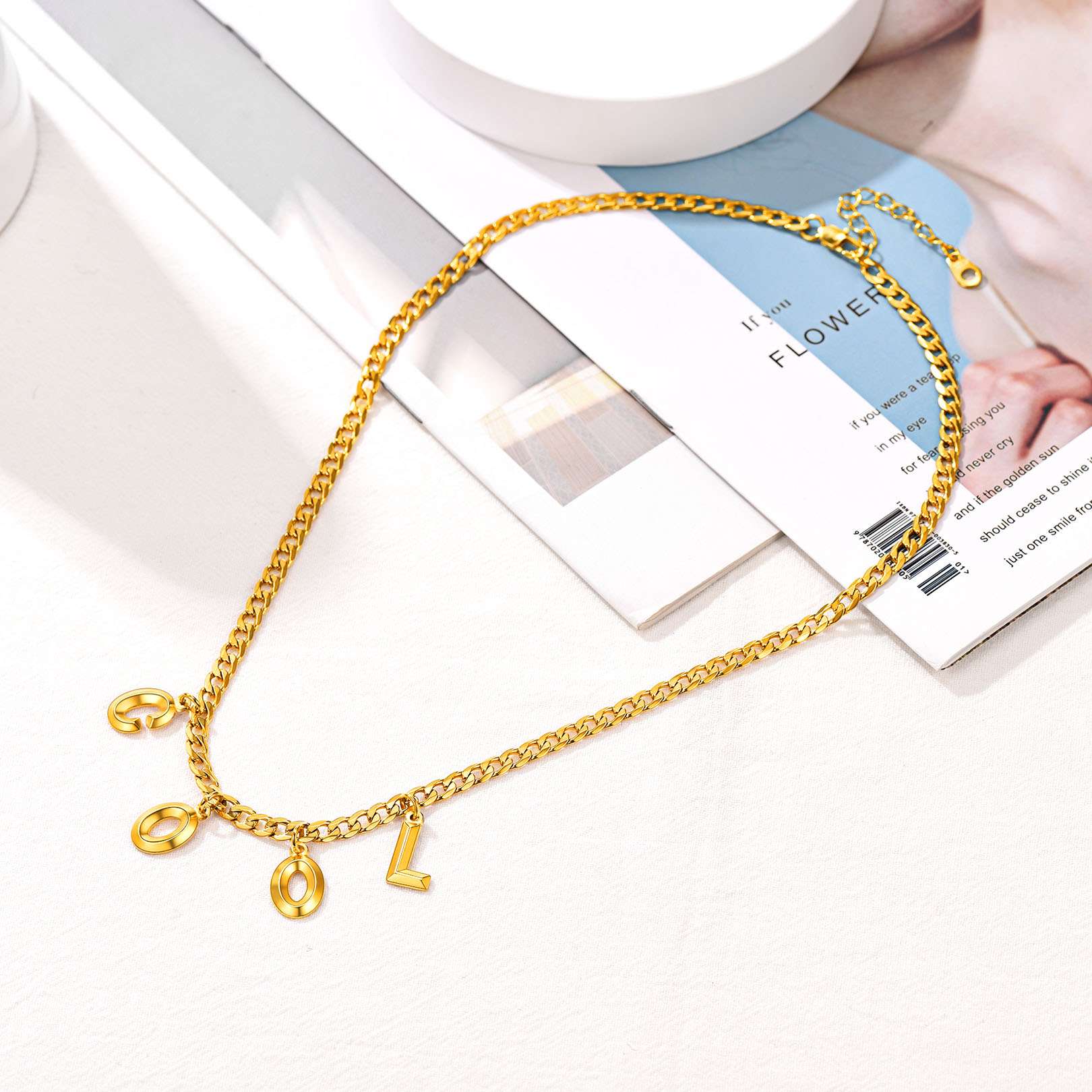 Initial Chain Choker Necklace Gold Plated