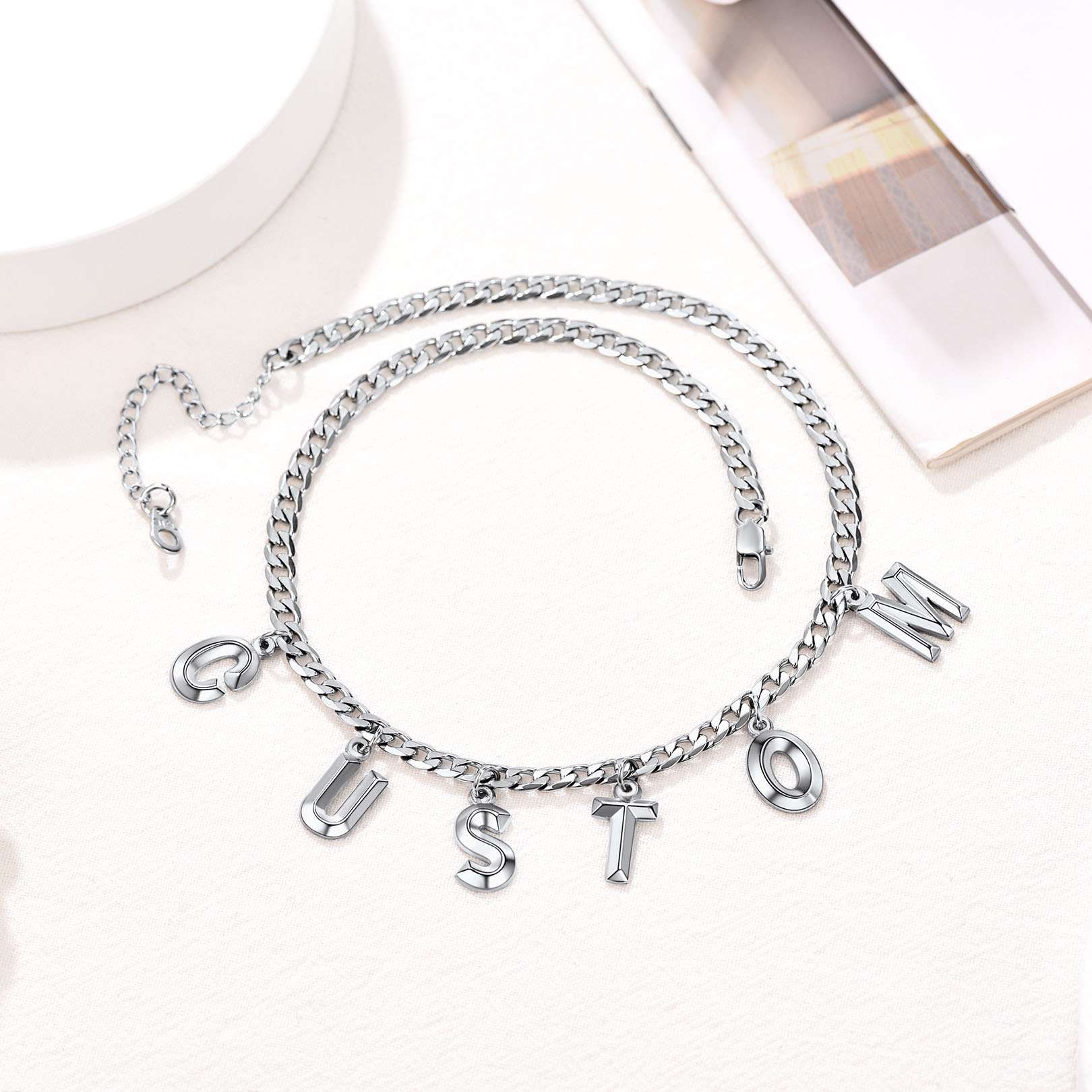 Initial Chain Choker Necklace Stainless Steel