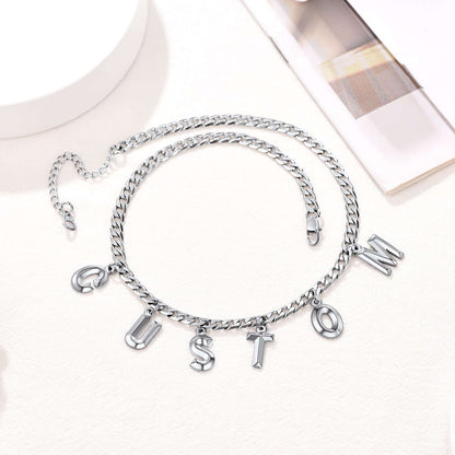 Initial Chain Choker Necklace Stainless Steel