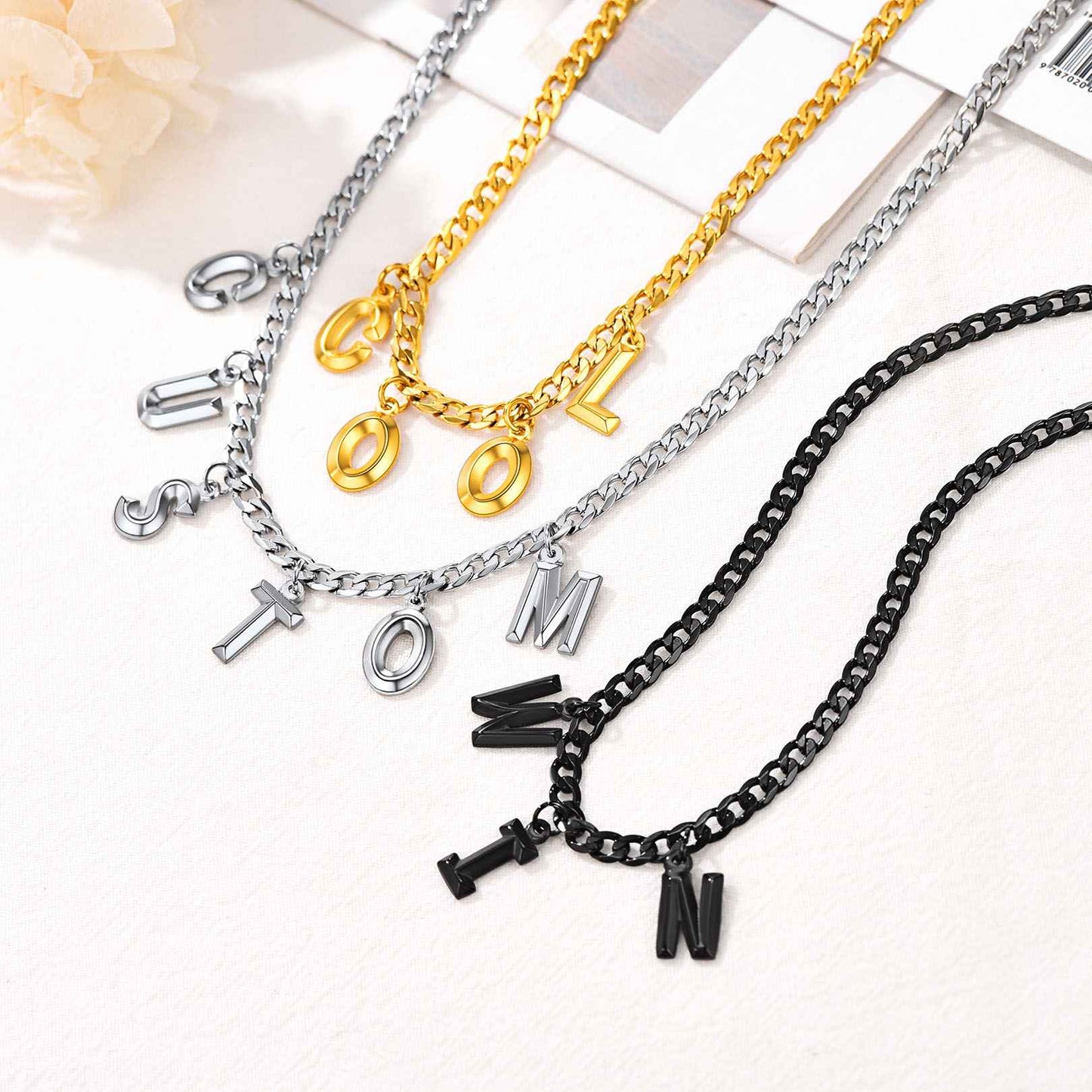 Initial Chain Choker Necklace in different color