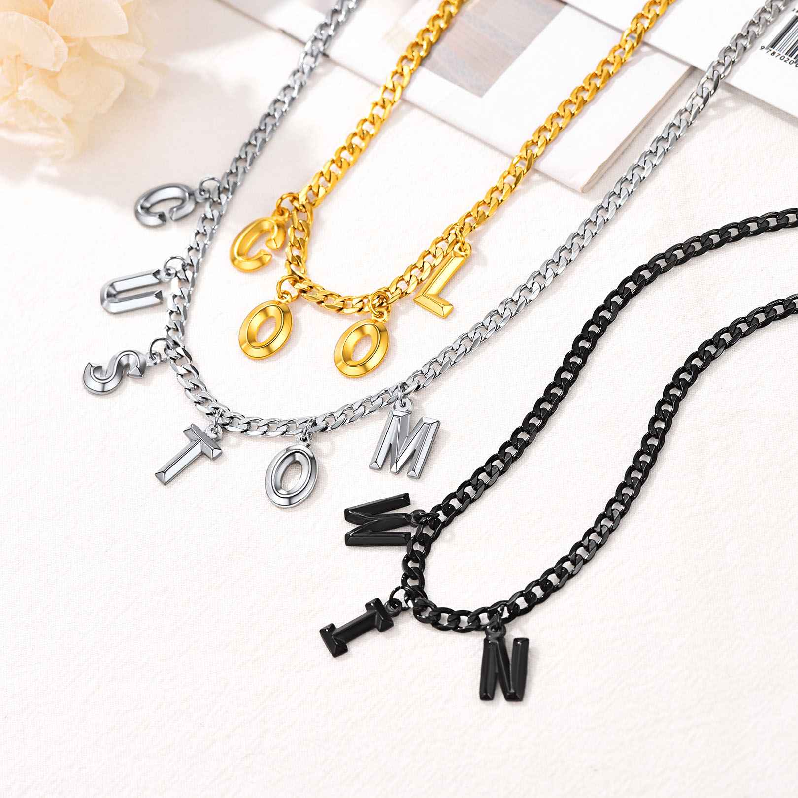 Initial Chain Choker Necklace in different color