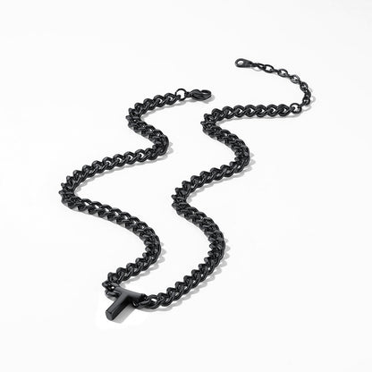 Initial Cuban Chain Necklace Black Plated
