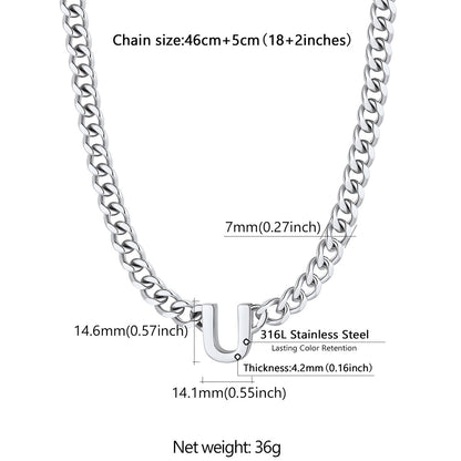 Initial Cuban Chain Necklace: Dimension, Durable Solid