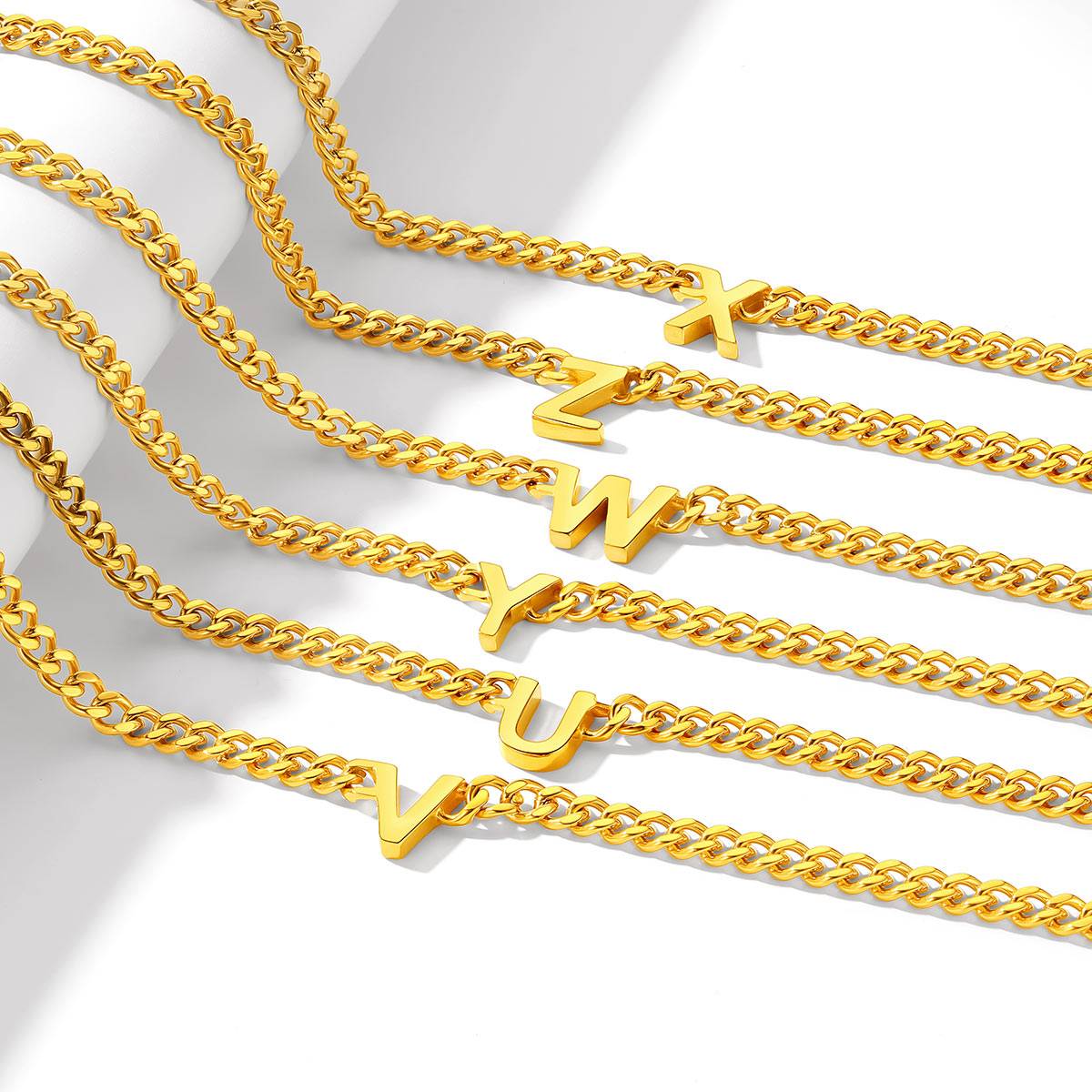 Initial Cuban Chain Necklace in Gold Plated