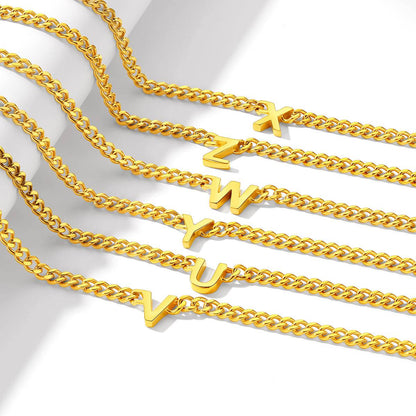 Initial Cuban Chain Necklace in Gold Plated