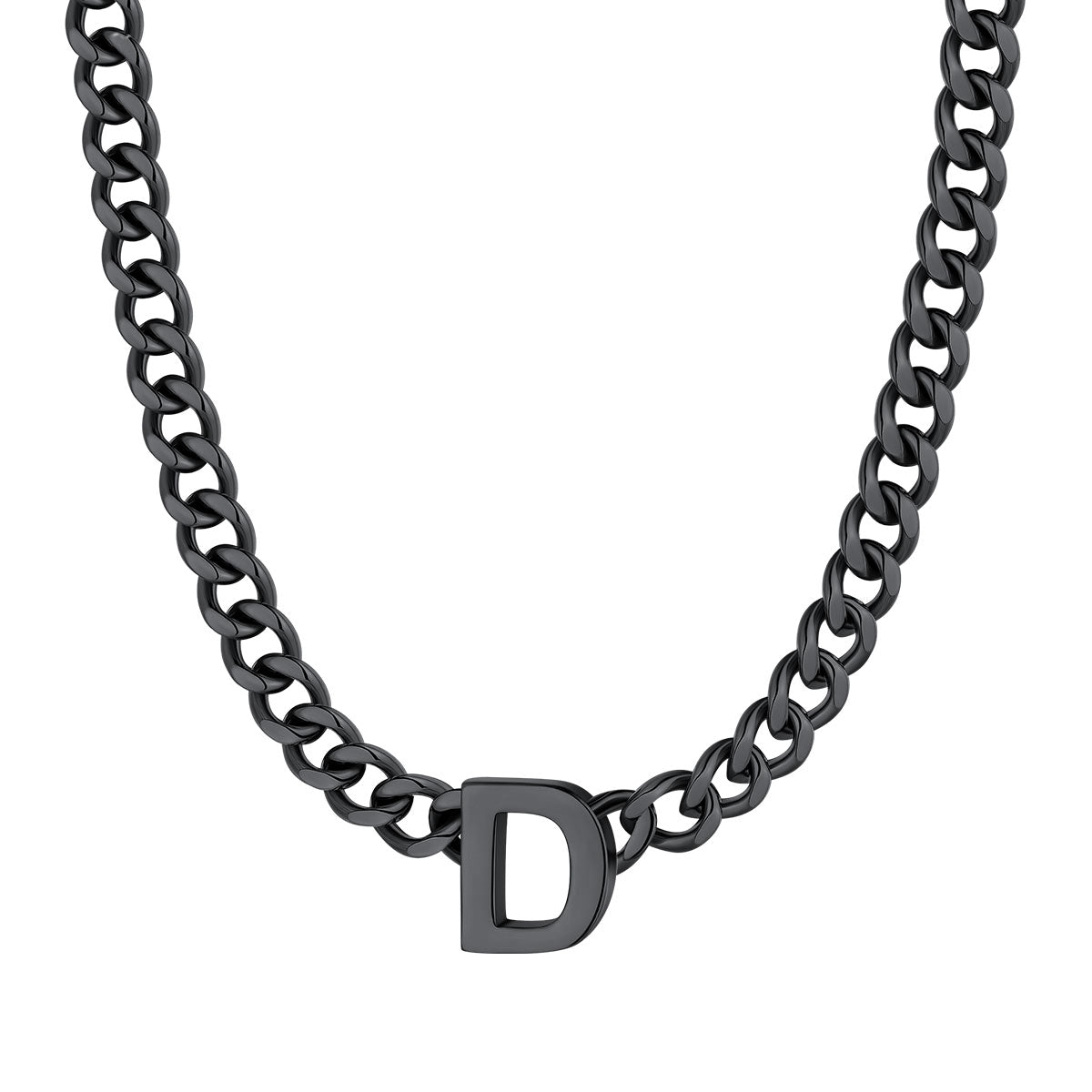 Initial D Cuban Chain Necklace Black Plated