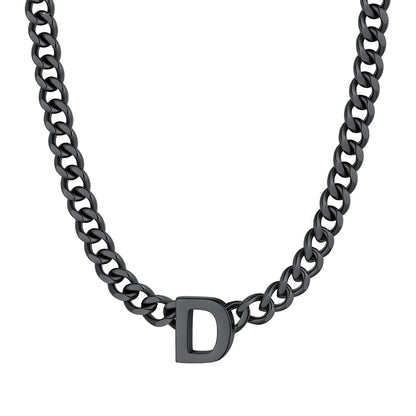 Initial D Cuban Chain Necklace Black Plated